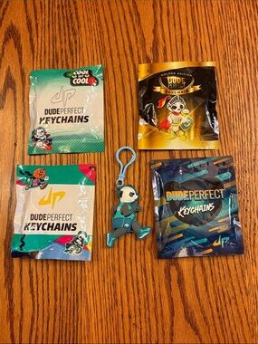 NWT 5 Dude Perfect Keychains includes Rare Panda Knight
